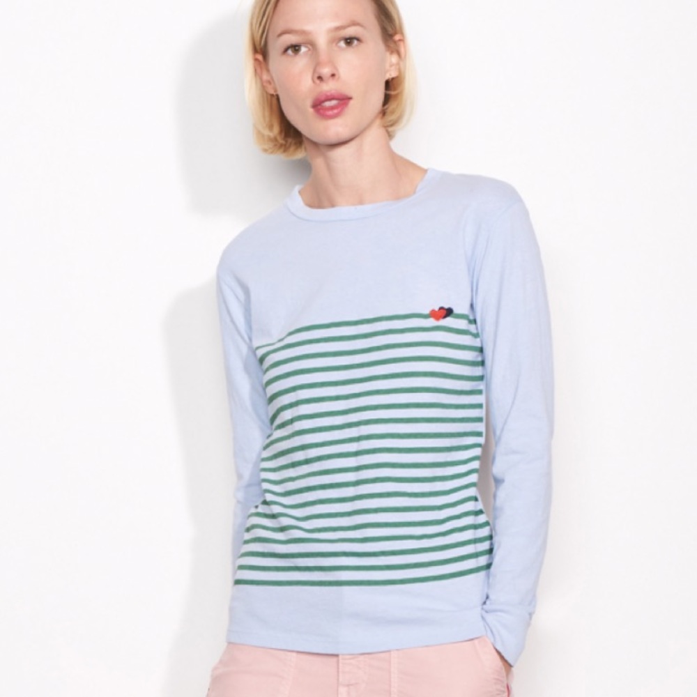 Sundry Stripes & Heart Long Sleeve Tee